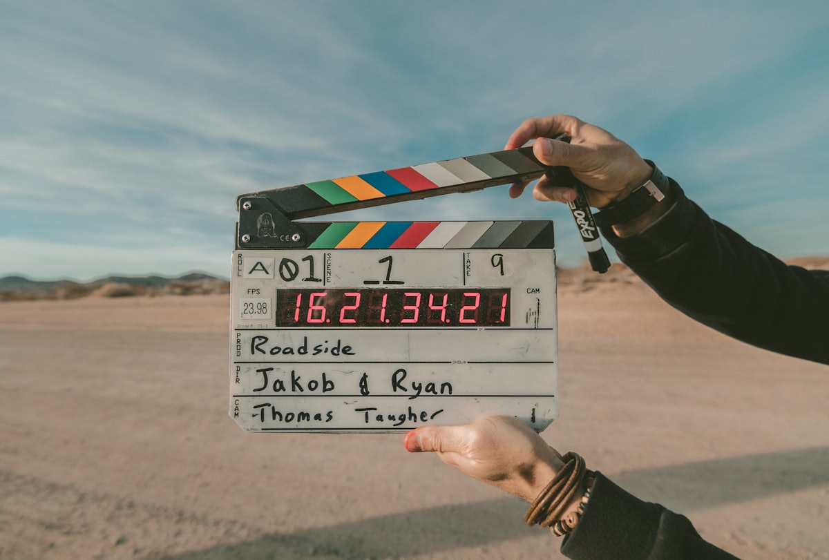 Clapperboard ready on set